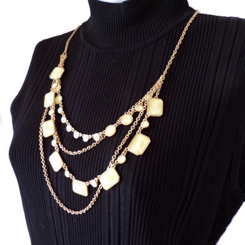 Multi-strand Iridescent Stones necklace J2210